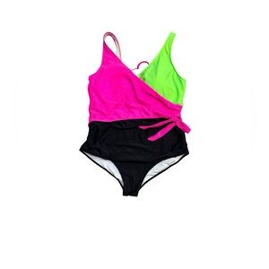 Yonique  Plus Size One-Piece Swim Suit Size 20 Pink Green Black